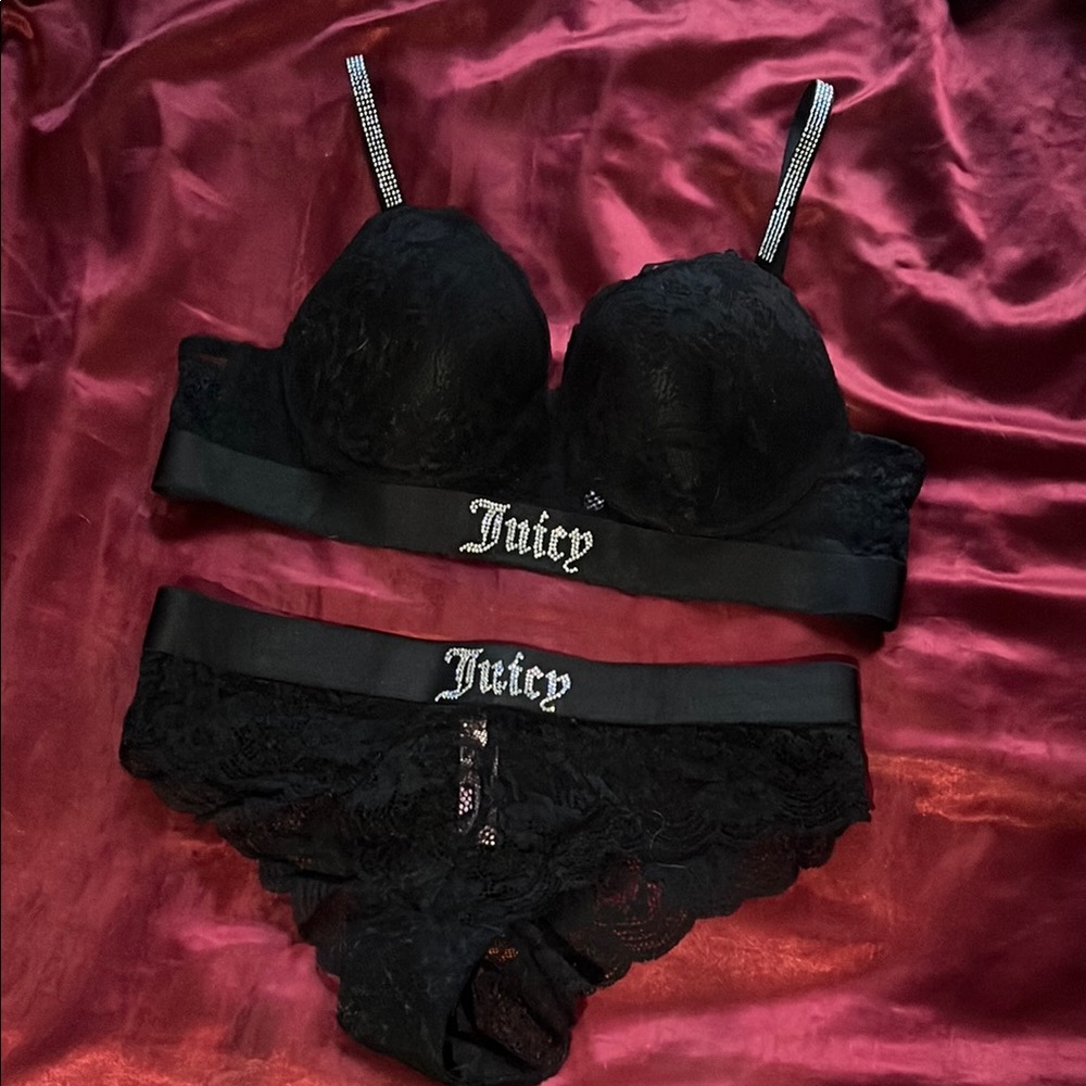 Juicy Couture Black Bra Intimates Set